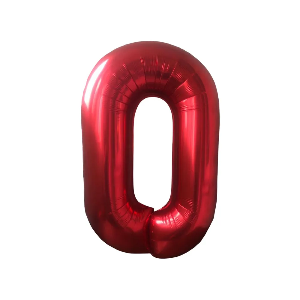Шар (40''/102 см) Цифра "Shalex", 0, Красный, 1 шт. в уп.